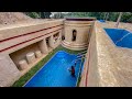 100 Days Building An Underground Temple House With Water Slide To Underground Swimming Pool