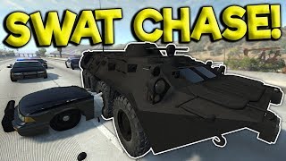 CRAZY SWAT APC POLICE CHASE & CRASHES! - BeamNG Gameplay & Crashes - Cop Escape