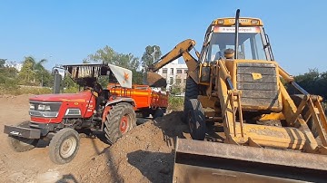 JCB 3dx Backhoe Machine Making Pond With 2 Mahindra 555 DI Tractors | Jcb Tractor Cartoon Videos