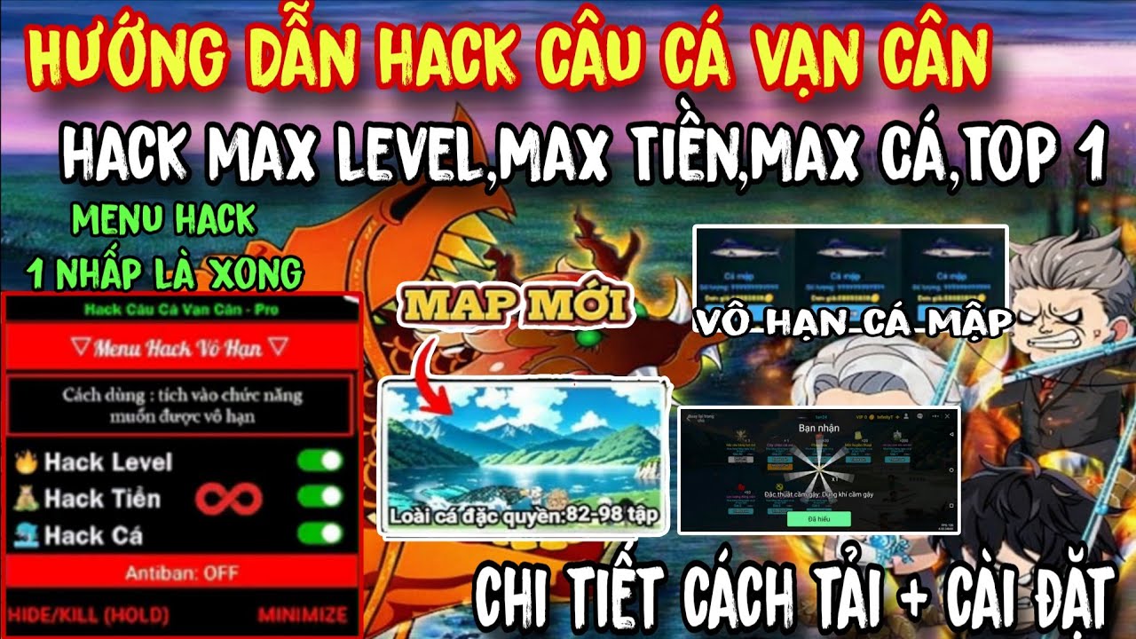 Hướng Dẫn Chi Tiết Cách Hack Câu Cá Vạn Câu Trên Điện Thoại Siêu Dễ Hack Full Tiền,Level,Cá Mập