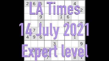 Sudoku solution – Los Angeles Times 14 July 2021 Expert level