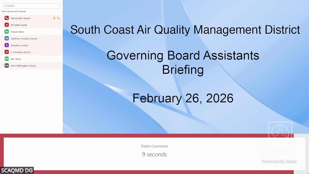 South Coast AQMD Board Assistant Briefing - February 26, 2026
