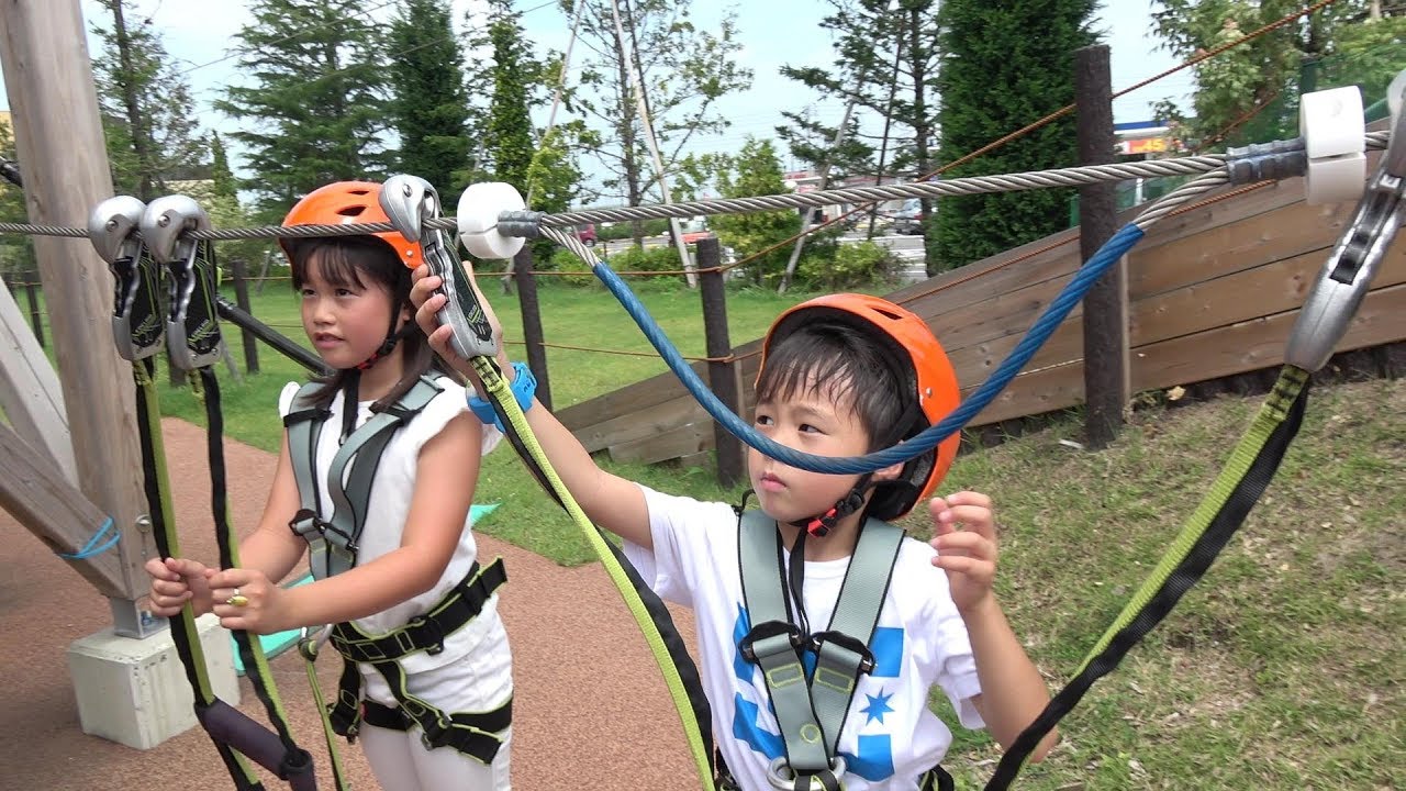 ビビった 空中アスレチック３ ワンダースカイ お出かけ こうくんねみちゃん Scared Athletics Wonder Sky Family Fun Youtube