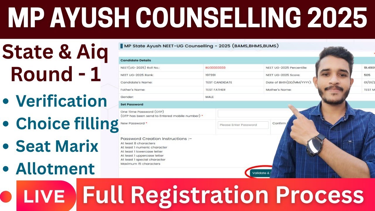 mp ayush counselling 2025 Round 1 registration process | mp ayush ...