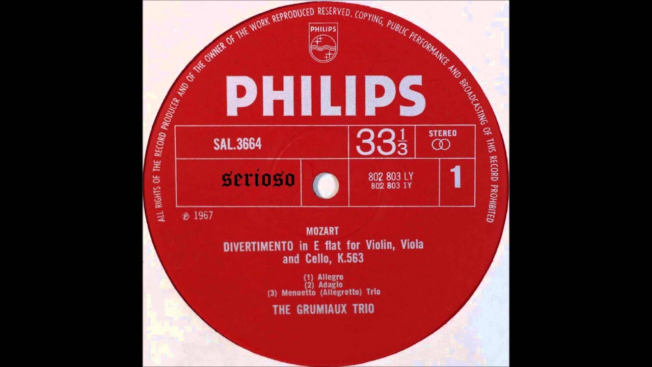 Mozart, Divertimento  K 563 , 1,2,3mov,  The Grumiaux Trio