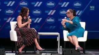 First Lady Michelle Obama and Oprah Winfrey Hold a Conversation on the Next Generation of Women