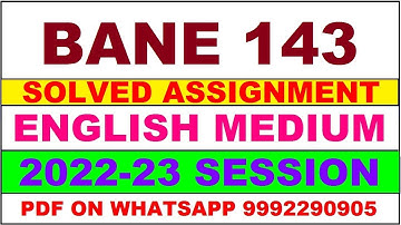 bane 143 solved assignment 2022-23 | bane 143 solved assignment in english 2022-2023 | bane 143 2023