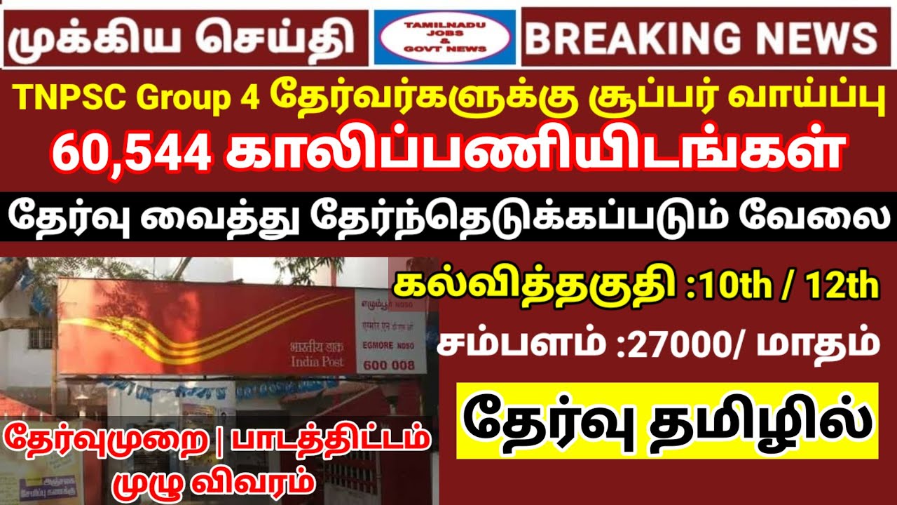 Post Office 60,544 vacancy postman job Notice 10th,12th Qualification