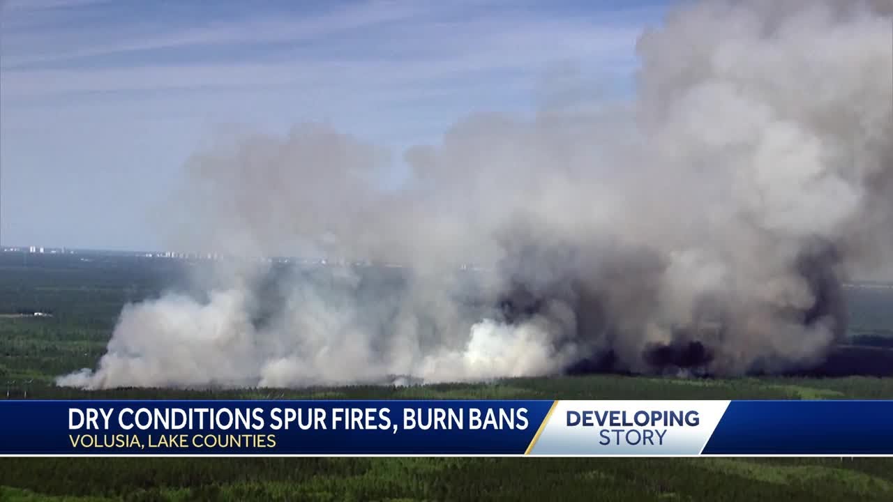 Dry conditions spur fires and burn bans in Central Florida - YouTube