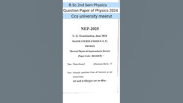 B.Sc.2nd Sem question paper of Physics 2024 ccs university meerut #question_paper_of_physics #ccsu