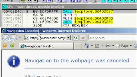 Debugging IE using Olly