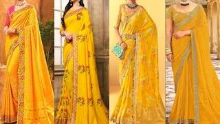 Mustard Yellow Saree For Haldi Function Wedding Special Party Wear Haldi Function Yellow Saree