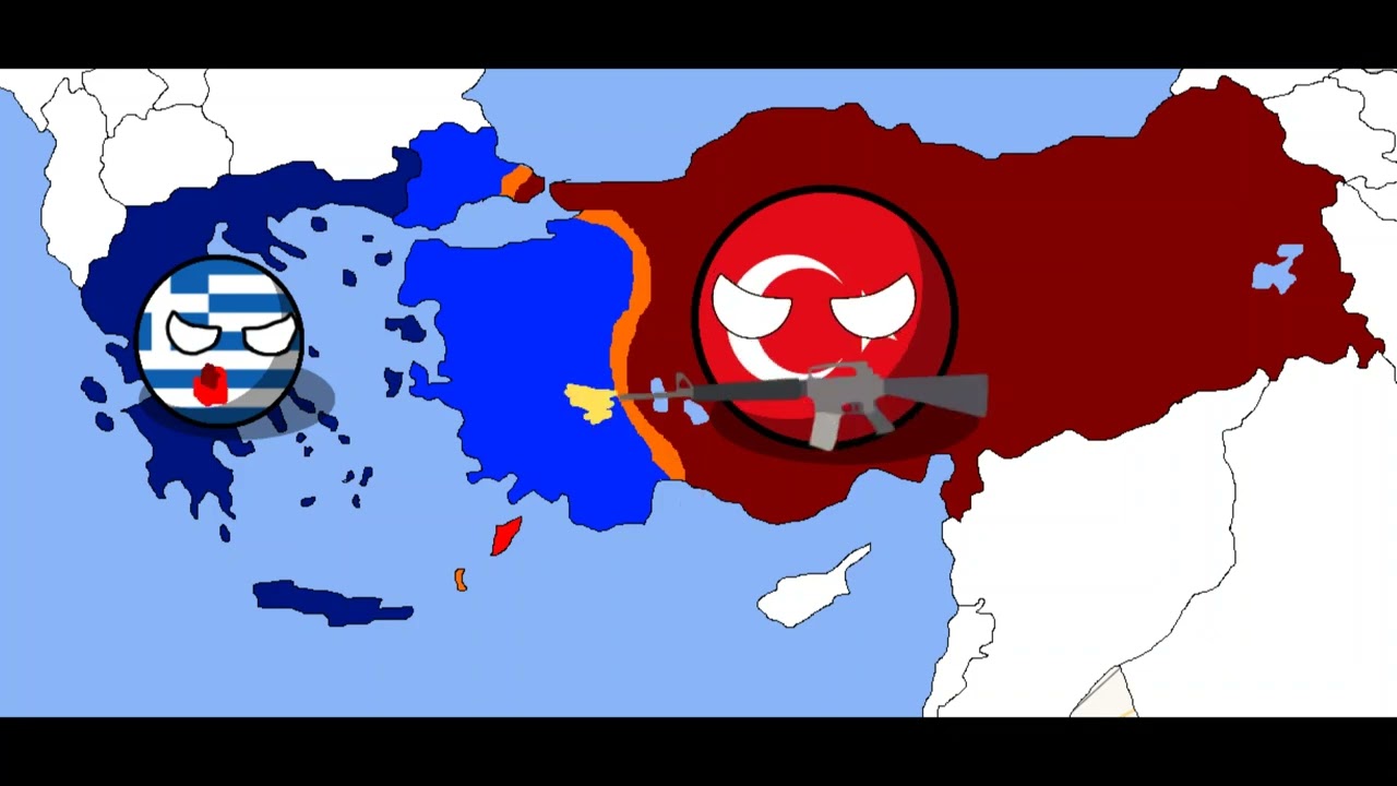 Greece vs Turkey war simulation Countryballs - YouTube