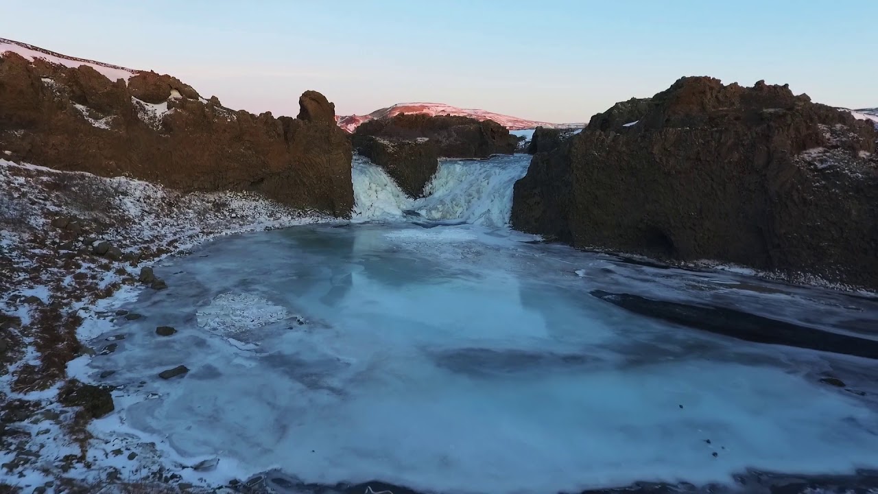 Hjálparfoss waterfall - Iceland — Hjálparfoss, Iceland — video poster