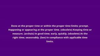 what is the meaning of timely