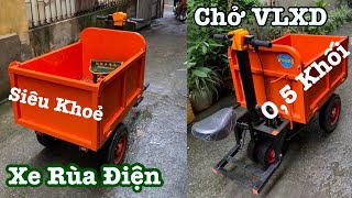 Xe Rùa Điện, Xe Lôi Chạy Điện Tự Hành Chở Vật Liệu Tải Trọng 500kg Đến 1000kg, Khoẻ Cơ Động