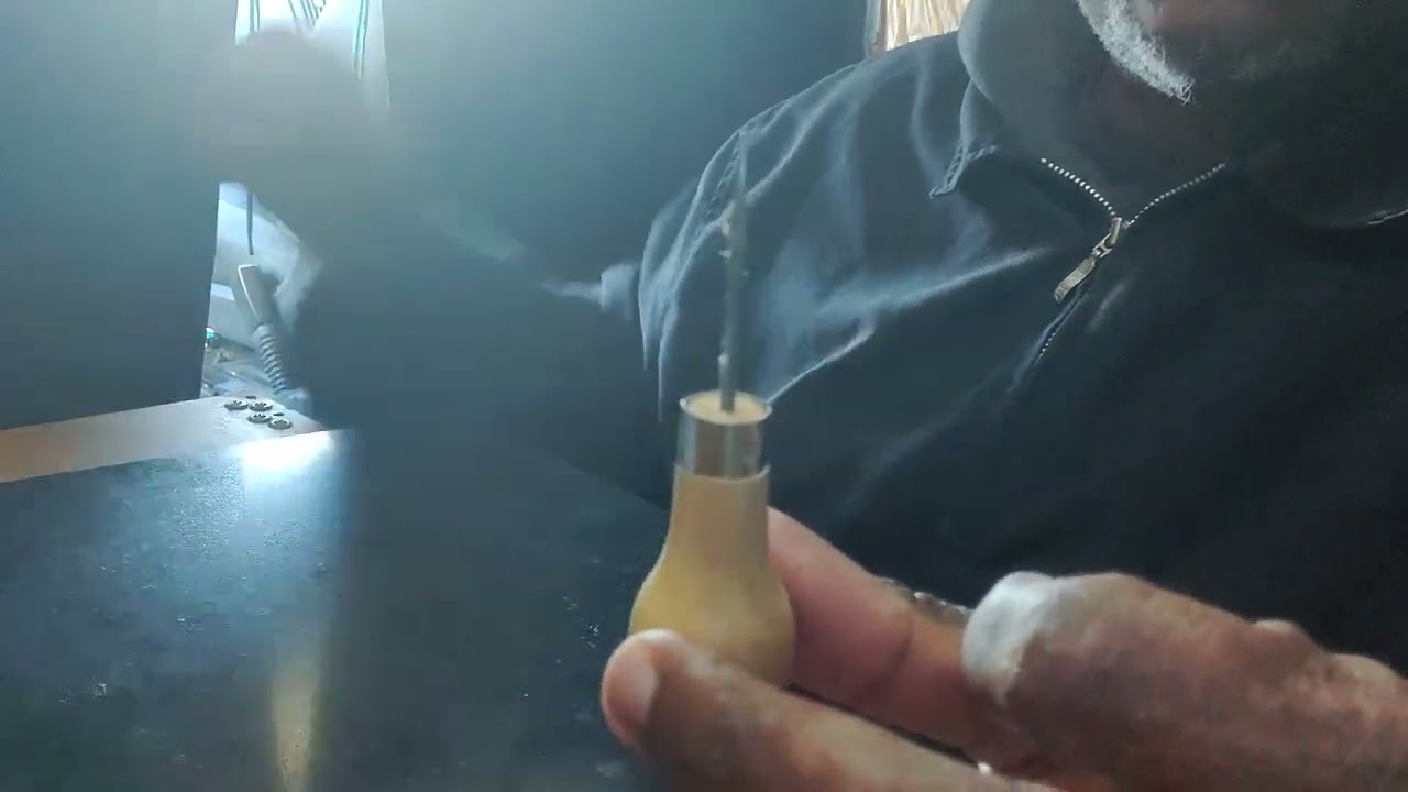 { Leather Craft } How to open holes in Leather , Scratch Awl .
