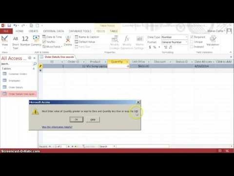 Using Validation rule : Tutorial 3c Access 2013