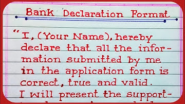 Bank Declaration Format | Bank Declaration Format For All Bank Exam Like SBI, RRB, IBPS In English