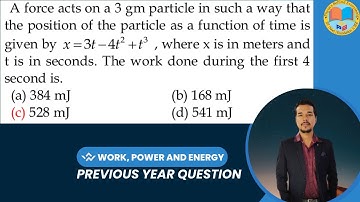 A force acts on a 3 gm particle in such a way that the position of the particle as a function of tim