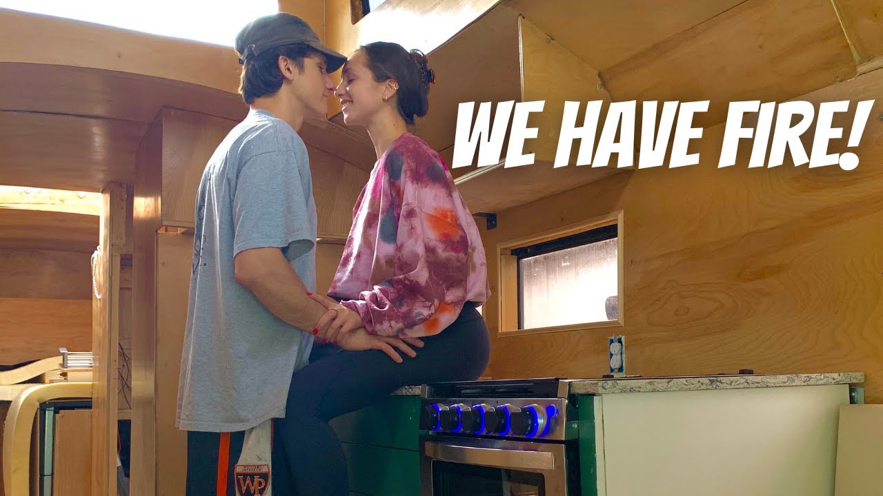 Skoolie Propane System Gas Oven Range, Hot Water Heater Installed in