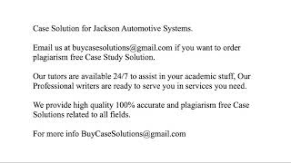 Case Solution Jackson Automotive Systems