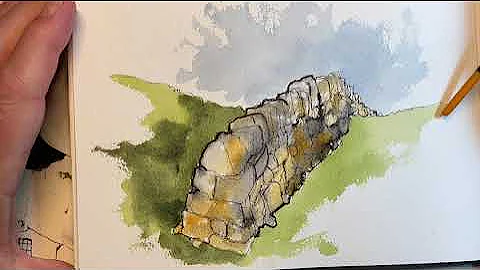 A quick watercolour technique  on a dry stone wall
