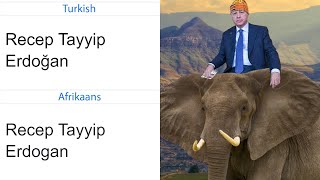 Recep Tayyip Erdoğan in different languages meme