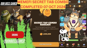 Memefi Secret Combo Reward 07 OCT | 1M Coins | All Levels Revealed #memefi #memefidailycombo #secret