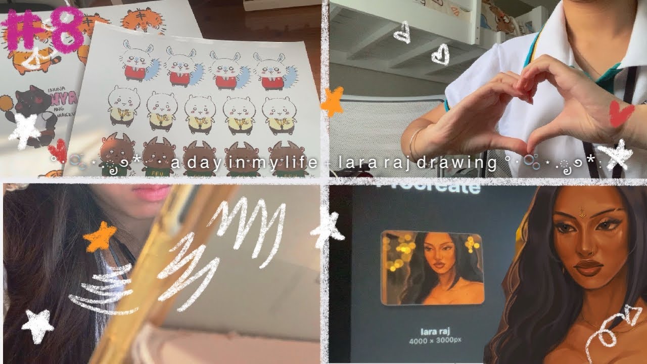 a day in my life + lara raj drawing!| vlog ⋆𐙚₊˚⊹♡ (sketch to render ...