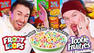 NAME BRAND vs GENERIC Cereal Brands... Can We Tell The Difference?? -  Cereal Taste Test!