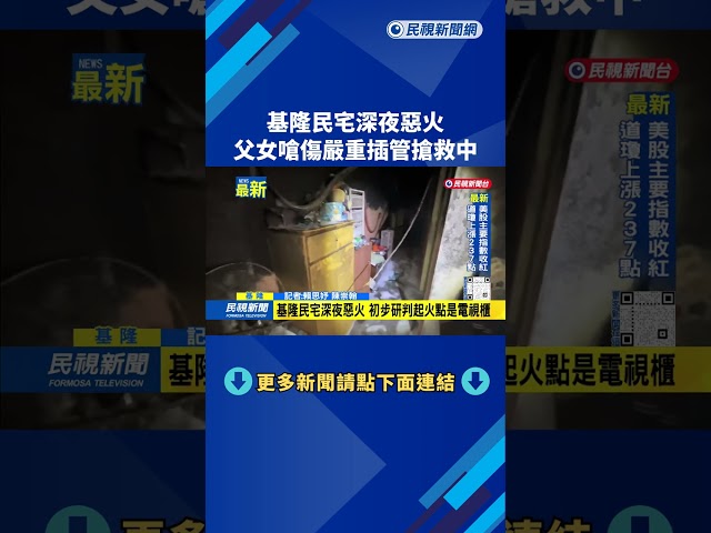 基隆民宅深夜惡火　父女嗆傷嚴重插管搶救中－民視新聞