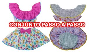 CONJUNTO CIGANINHA TOP + SAIA COM TAPA FRALDAS [MOLDE GRÁTIS 2 TAMANHOS]