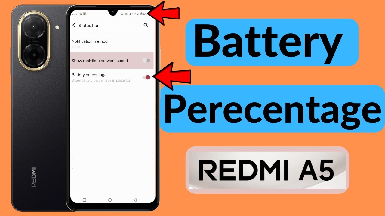 battery percentage setting in Redmi a5 // show battery percentage in Redmi a5