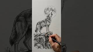 Draw a Howling Wolf in 60 Seconds 🐺 #art #howtodraw #wolf