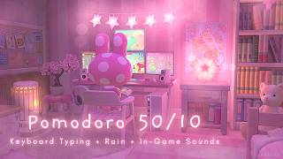 ⏰️Pomodoro 50/10 • Study with Chrissy🐰 Keyboard Typing + In-game ambience | No Music during study