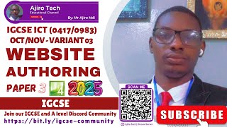 IGCSE ICT (0417/0983) Paper 3 Website Authoring October November 2025 Variant 03 | Ms Expression Web