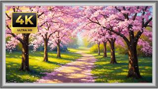 Spring Blossom Path 🌸 Relaxing Oil Painting Scenery | 4K Frame TV Art