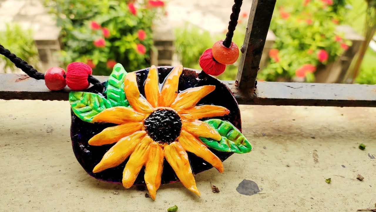 Урок по изготовлению украшений из глины в виде подсолнухов | Fevicryl Mouldit | Ожерелье из глины...