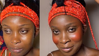 MY CLIENTS BRIDAL TRANSFORMATION|EDO BRIDE|EASY MAKE UP FOR DARK SKIN|WOC|TUTORIAL