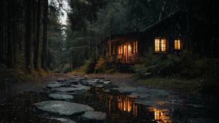 Cozy Forest Cabin in Evening Rain | 3 Hours for Sleep &amp; Relaxation