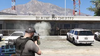GTA 5 - Blaine County Sheriff Station Massacre   Ten Star Escape