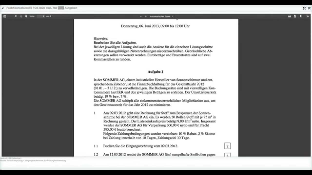 Abschlussprufung Fachabitur Fos Bos Fachoberschule Berufsoberschule Bayern Allgemeine Informationen Youtube