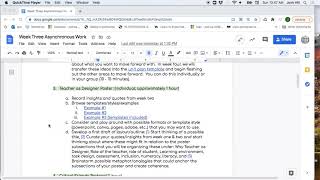 Week 3 asynchronous work video instructions