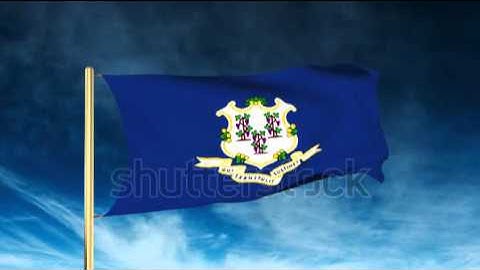connecticut flag slider style. Waving in the win with cloud background animation Stock video by