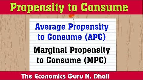 Propensity to Consume l Average Propensity to Consume (APC) and Marginal Propensity to Consume (MPC)