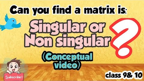 singular or non singular matrix | find the matrix | conceptual video | class 9&10