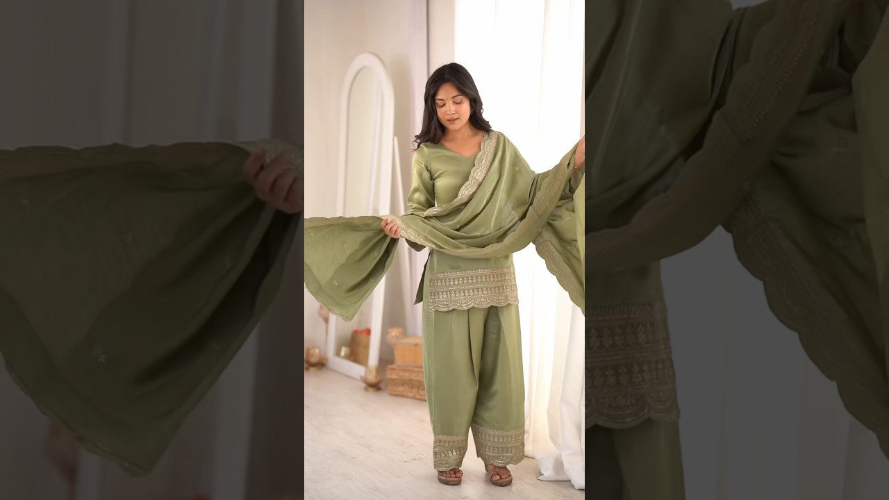 Soft Pastel Green Roman Silk Suit