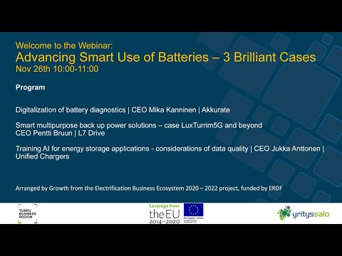 Advancing Smart Use of Batteries -webinar, 26.11.2020