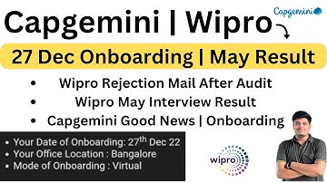 Capgemini Good News | 27 Dec Onboarding | Wipro May Result | Wipro Hiring Guidelines Rejection ???